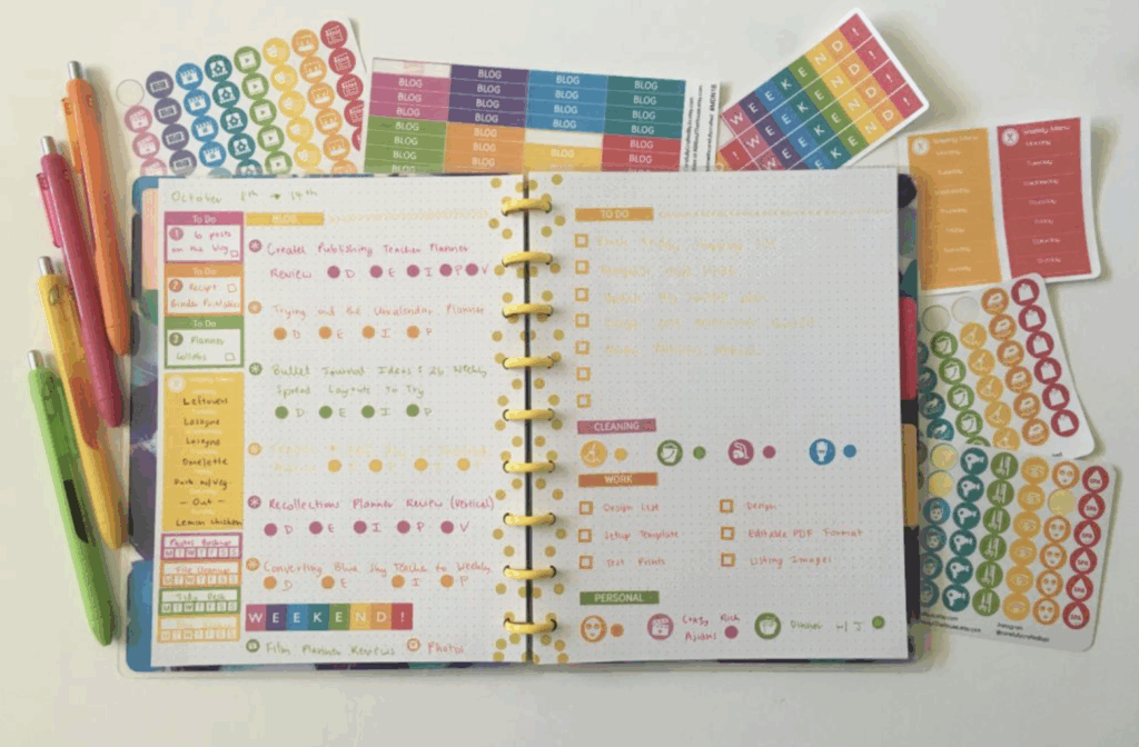 Planner with stickers